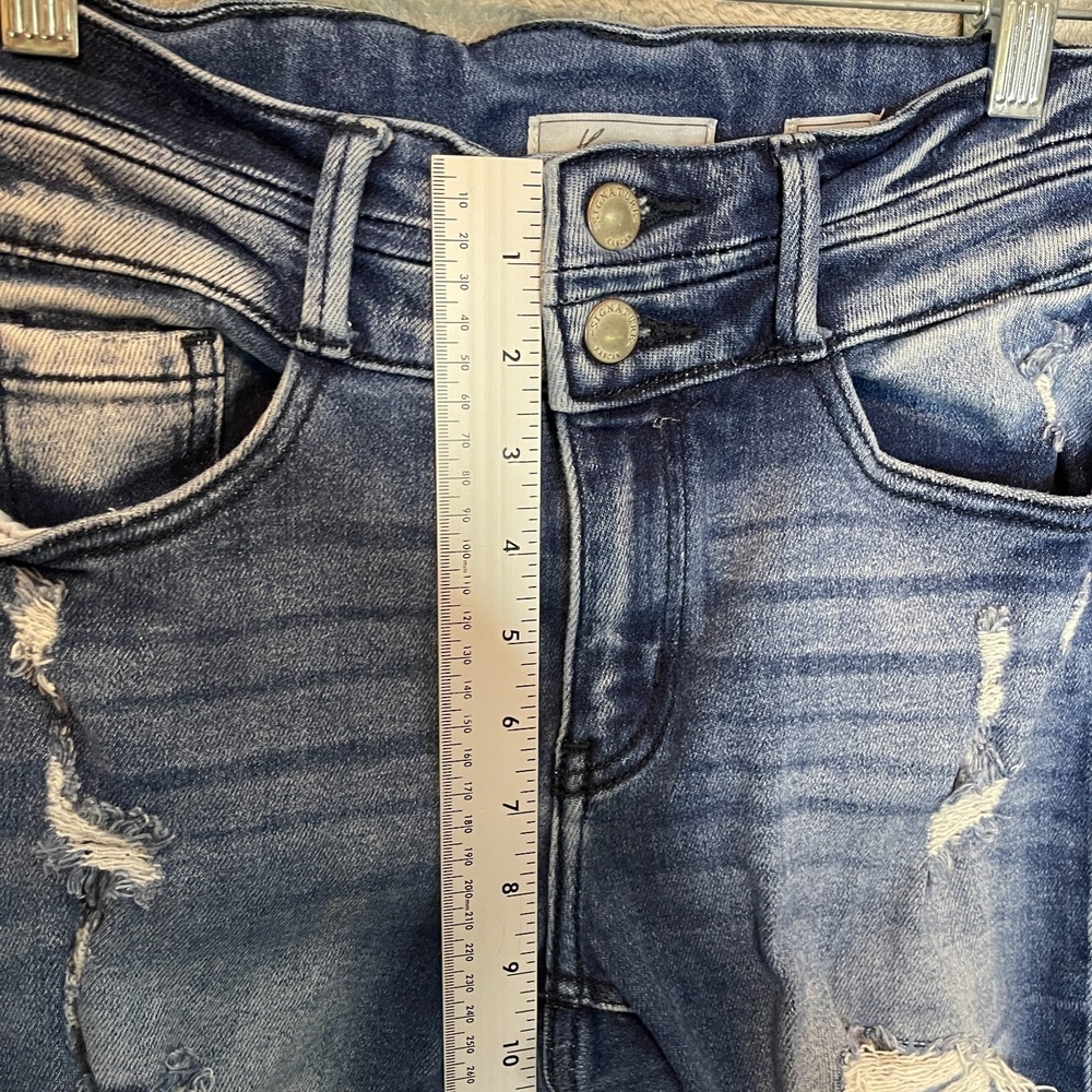 Kancan Women High Rise Super Flare Jean 26 Distressed Festival Cowgirl Glam - Picture 9 of 13